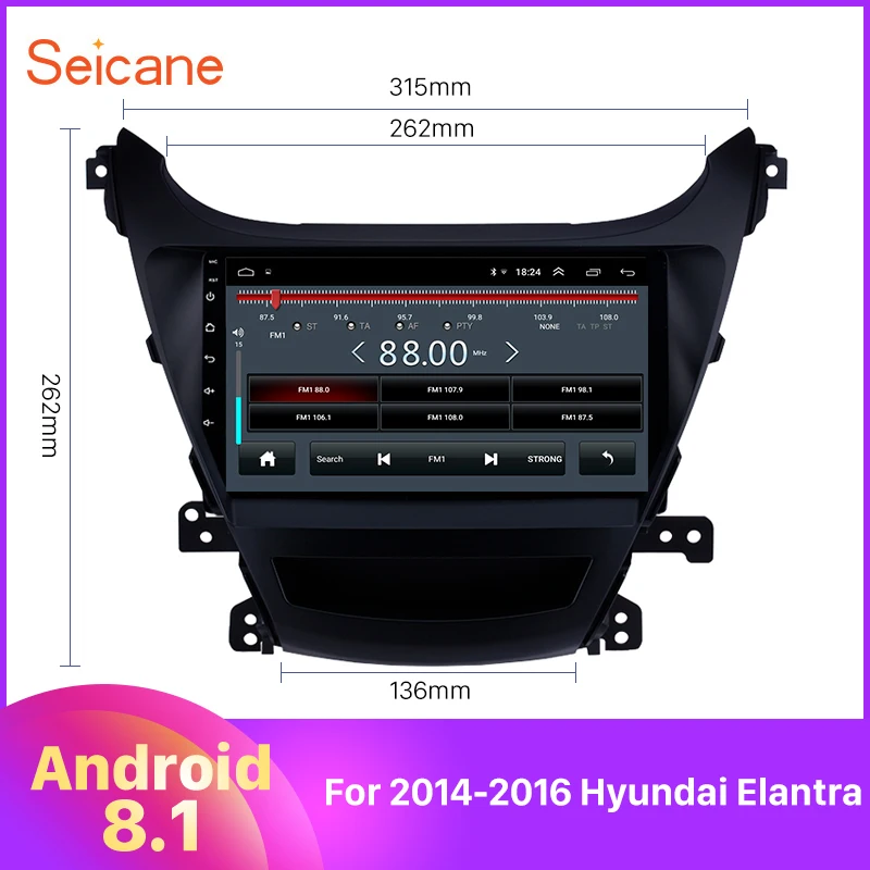 

Seicane 9 inch Car Auto GPS Navigation for 2014-2016 Hyundai Elantra 2.5D screen Car Stereo Support TV Tuner Backup camera TPMS