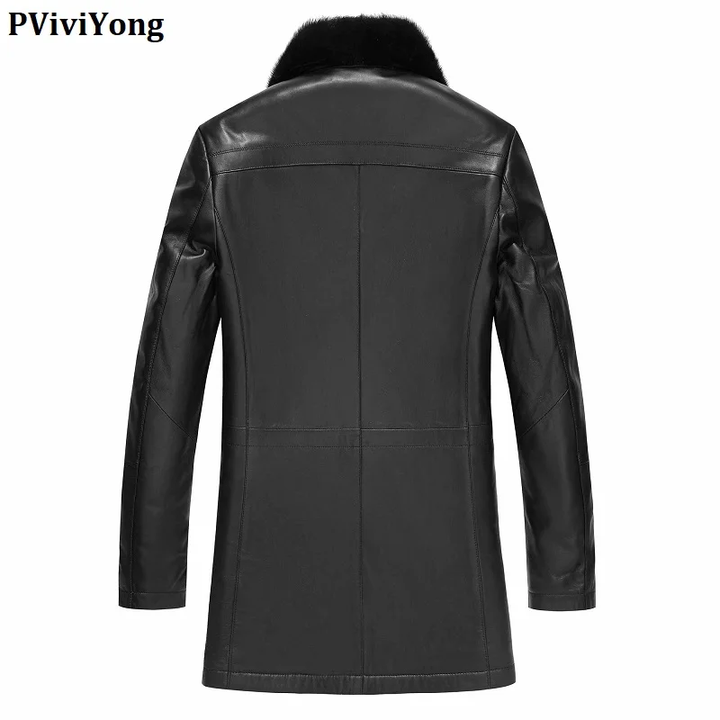 PViviYong winter high quality real leather jacket, sheepskin coat mink collar wool liner parka men D1909142