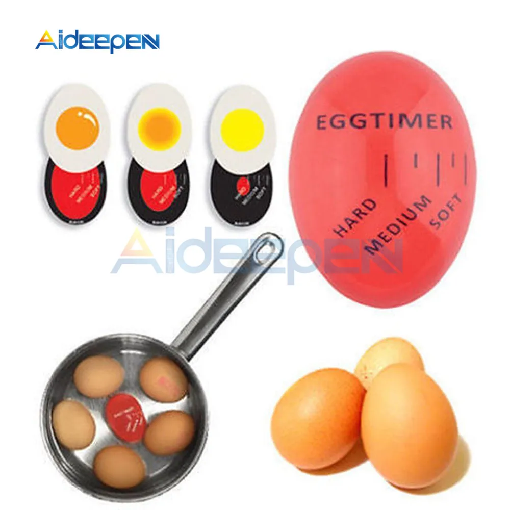 

1pcs Egg Perfect Color Changing Timer Yummy Soft Hard Boiled Eggs Cooking Kitchen Eco-Friendly Resin Egg Timer Red Timer Tools