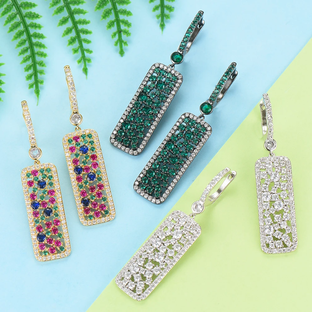 

LARRAURI Trendy Luxury Famous Design Cubic Zirconia Dangle Earrings for Women Wedding Dubai Earrings in Jewelry Making