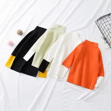 Новые свитера для мальчиков и девочек модный вязаный свитер детский свитер с высоким воротником