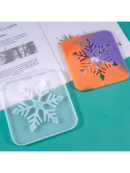 

Large Snowflake Cup Coaster Resin Mold Cup Mats Geode Coasters Silicone Molds R7RF