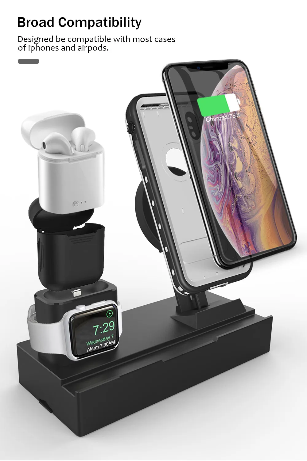 8 в 1 10 Вт QI Беспроводная зарядная станция для iPhone XR XS Max Airpods Apple Watch 4 3 быстрая зарядная док-станция Apple для samsung