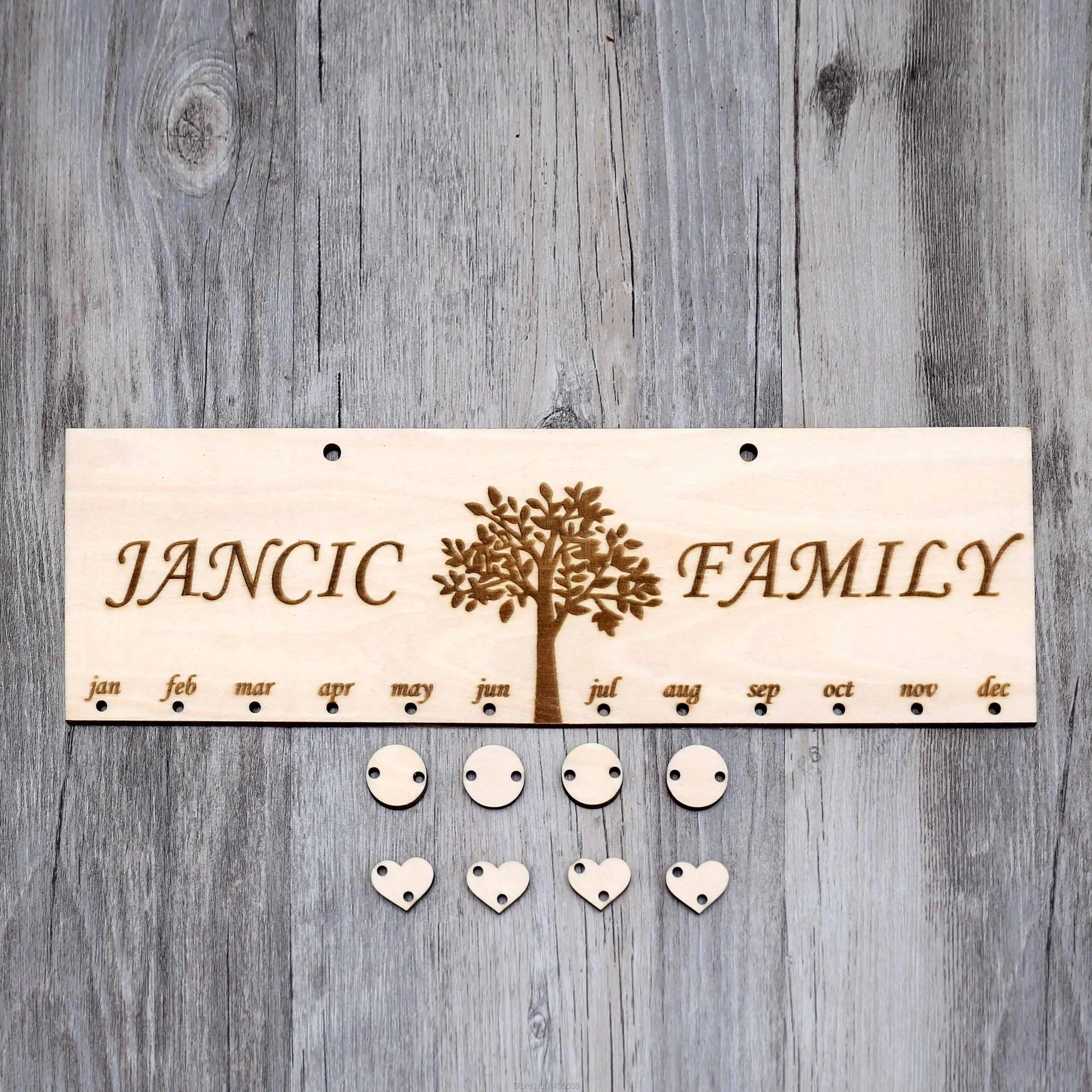 

Персонализированные DIY деревянные семейное дерево напоминание на день рождения календарь Юбилейная доска подвесные настенные украшения подарок на заказ