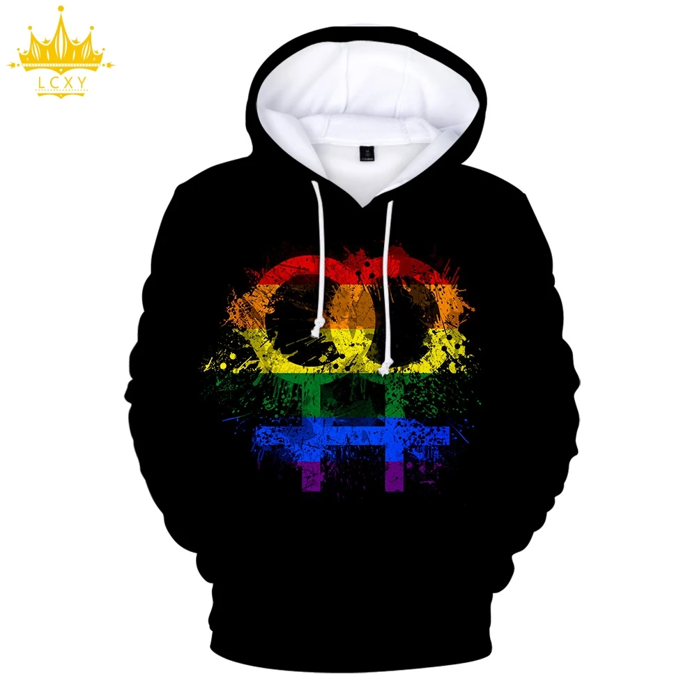 3D LGBT женские толстовки с капюшоном 2019 Kpop Off многоцветный белый сам зимний свитер