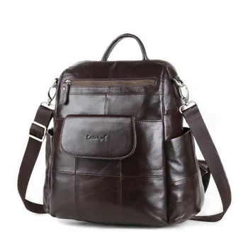 

2020 new top layer cowhide men and women shoulder bag backpack dual-use oil wax leather leather casual leather bag school bag