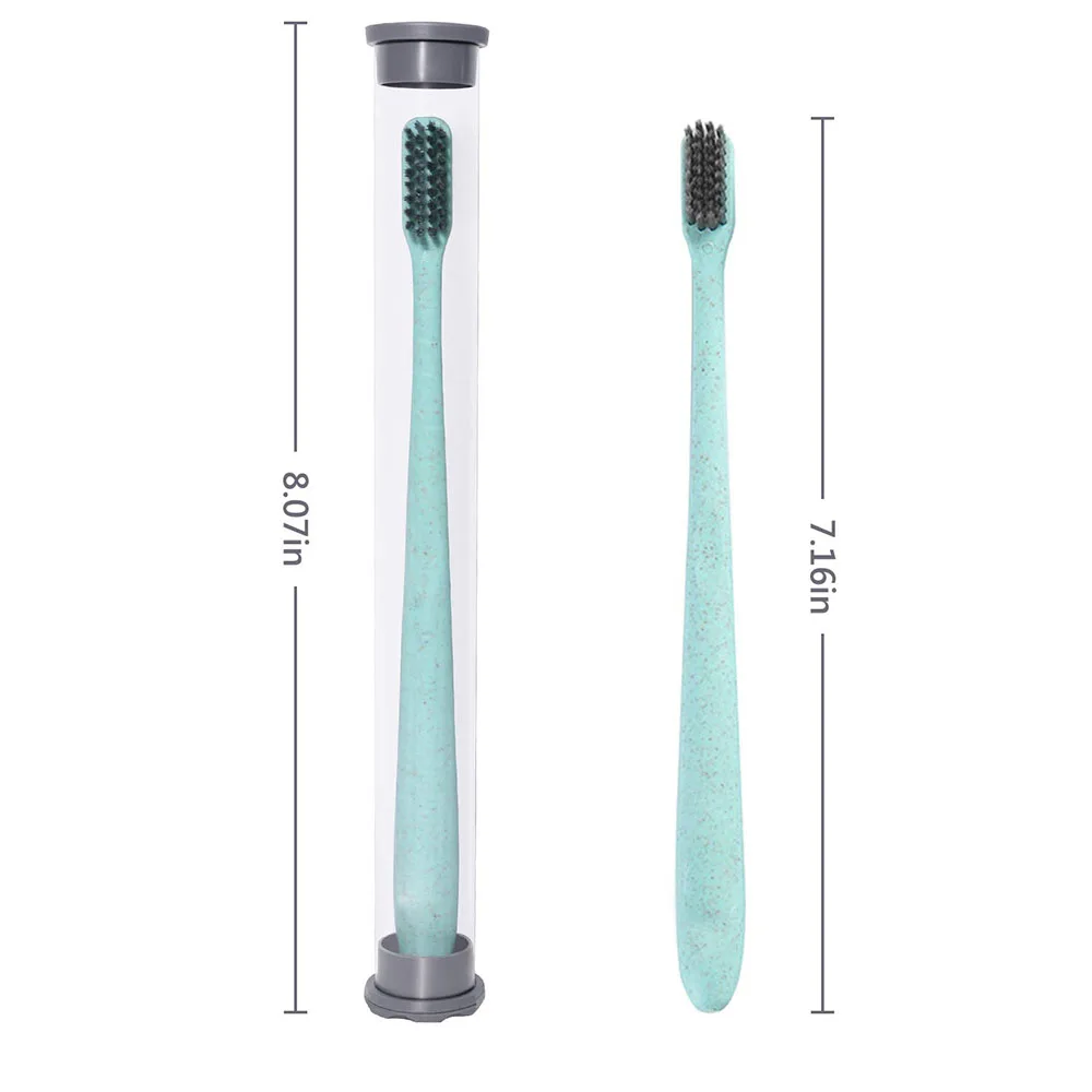 Naturel Toothbrush Wheat Straw Bamboo Charcoal Small Head Toothbrush Travel Portable Adult Soft Brush With Travel Case