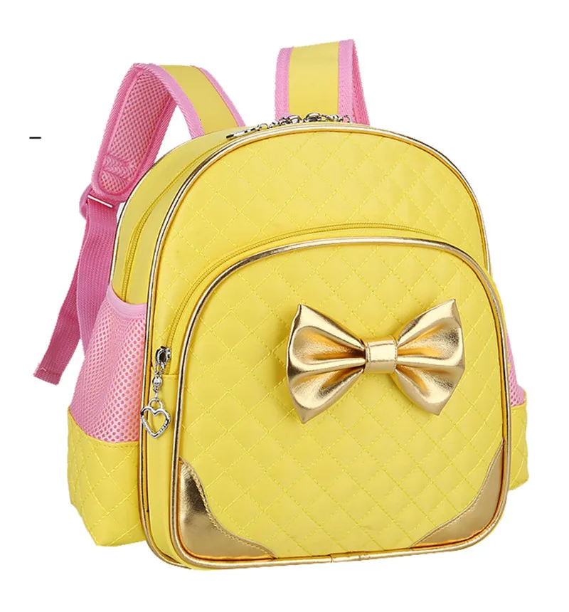 Школьная Детская сумка для детского сада, рюкзак принцессы с бантом из мультфильма, школьные сумки для маленьких девочек, детский Ранец, детский рюкзак, Mochila Infanti - Цвет: yellow