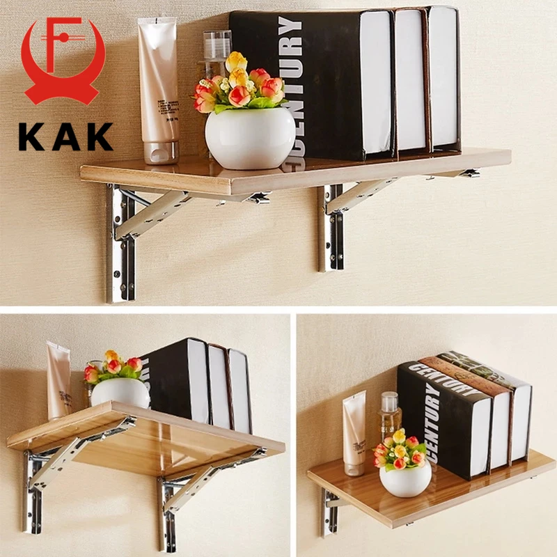 KAK 2 stücke Klapp Regal Klammern Heavy Duty Edelstahl Faltbare Regal Halterung für Tisch Arbeit Platzsparende DIY Halterung