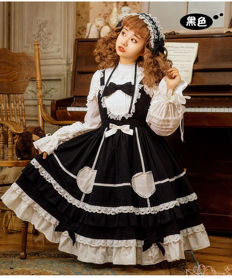 

High waist sleeveless victorian dress gorhic lolita jsk loli Japanese kawaii girl lolita dress falbala lace bowknot kawaii dress