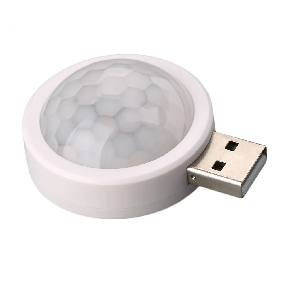 USB Round Little Human Body Motion And Light Sensor LED Night Light For Children Room