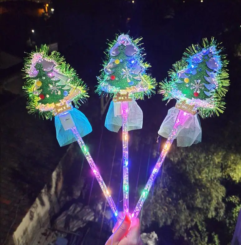 

LED Light Up Christmas Tree Magic Wands Decorations Glow Flash Stick Atmosphere Props XMAS Party Holiday Favors 20pcs