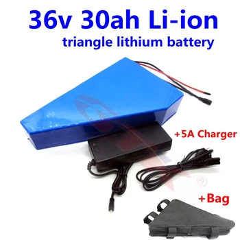 

36v 30ah triangle lithium battery pack for 1000w Mountian bike fat tire bike beach cruiser bike Electric Bike+3A charger+bag