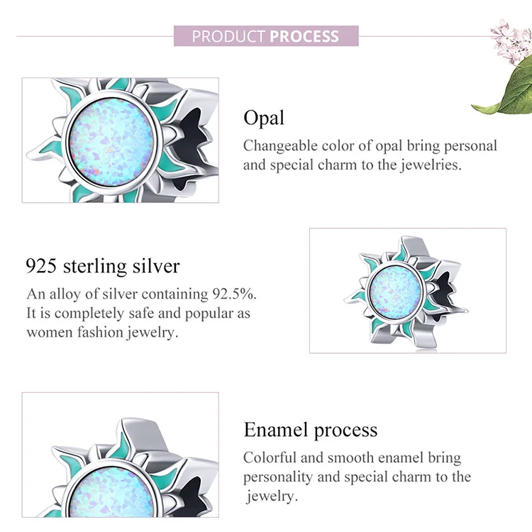 gucci ring bamoer 925 Sterling Silver Opal Sun Charm Bead Enamel Guardian Fatimid Eye Charm for Original Bracelet Bangle Women DIY Jewelry stud earrings