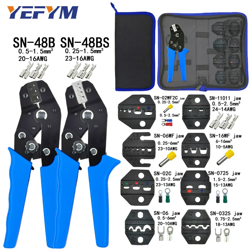 

CNLX SN-48B wire crimping plier eupop style crimp tool capacity 0.5-1.5mm2 26-16AWG brand high quality steel hands tools