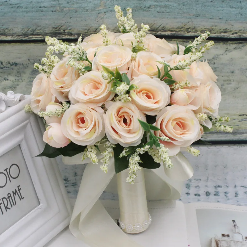 Wedding Bouquets Bridal Bridesmaid Wedding Bouquet Handmade Artificial Flower Rose Silk Flowers For Wedding Decor