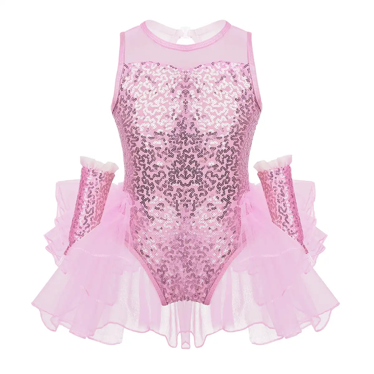 Vestito Da Pattinaggio Su Ghiaccio Lucido Per Ragazze Vestito Da Balletto Con Paillettes Abito Da Ballerina Con Giunture In Tulle A Rete Arricciata Abbigliamento Da Ballo Per Ginnastica Per Bambini Aliexpress