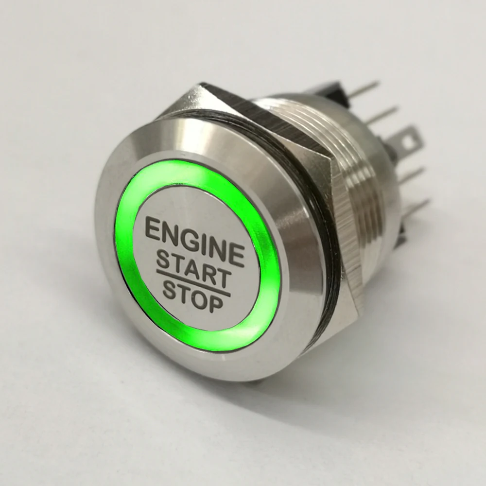 

Laser "ENGINE START STOP" Ring Illuminated Momentary Switch+CE+RoHS 22mm