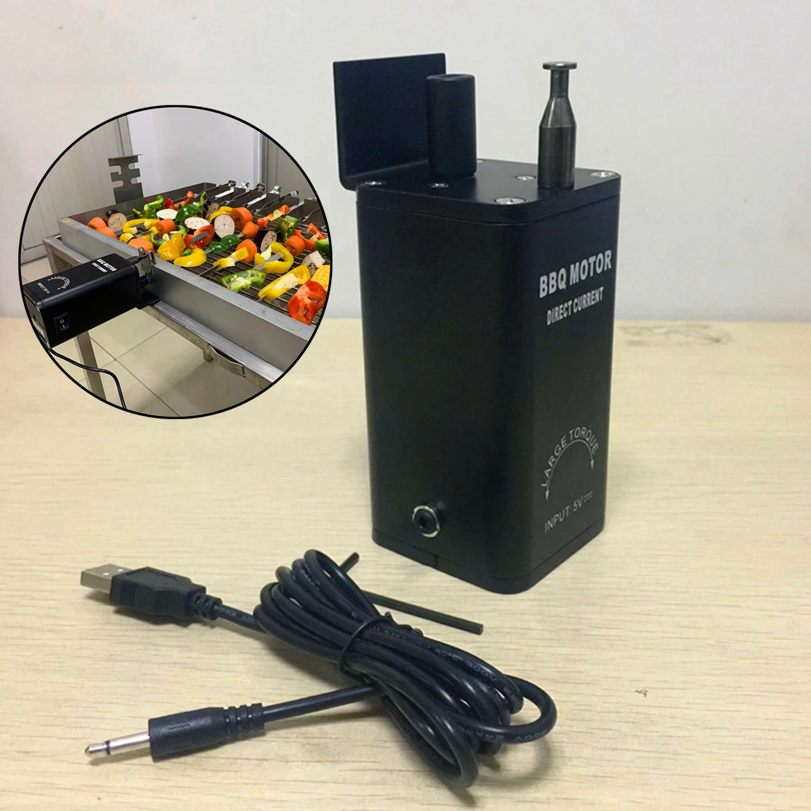 Barbecue Motor 8RPM Rotisserie Roaster Portable Outdoor Barbecue Tool Accessories with USB Cable for Camping Kitchen