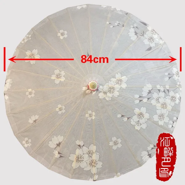 Diameter 84CM Диаметр 60-100 см китайский ручной традиционный старинный дизайнерский Зонт белый Сакура цветы водонепроницаемый зонтик - Цвет: Diameter 84CM