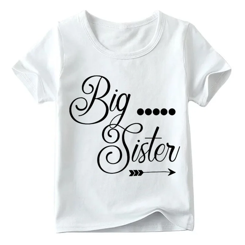 Модная футболка для девочек футболка с надписью «Big Sister and Little Sister» топы для девочек, одежда для девочек хлопковая Рождественская рубашка для детей