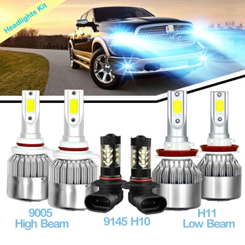 

6x 8000K LED Headlights Hi/Low+Fog Light Bulbs For RAM 1500 2500 3500 11-18 Heat Dissipation Fan IP68 Waterproof