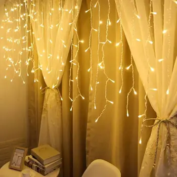 

4.7M 96 Leds Garland LED Curtain Icicle String Fairy Light Droop 0.3/0.4/0.6M Outdoor Wedding Holiday Party Led Decoration