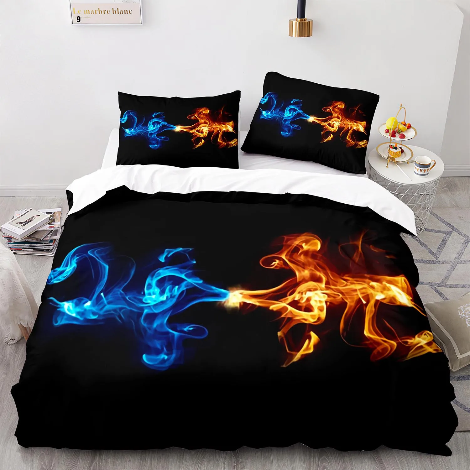 

Colorful Flame Bedding Set Single Twin Full Queen King Size Ice And Fire Blaze Bed Set Children Kid Bedroom Duvetcover Sets 014