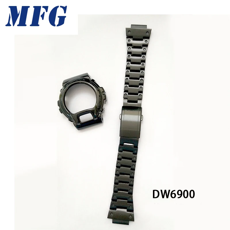 black set Металлический Нержавеющая сталь рамка для часов Ремешок DW6900 часы ремешок часы рамка ювелирных аксессуаров с инструмент для ремонта - Цвет: black set