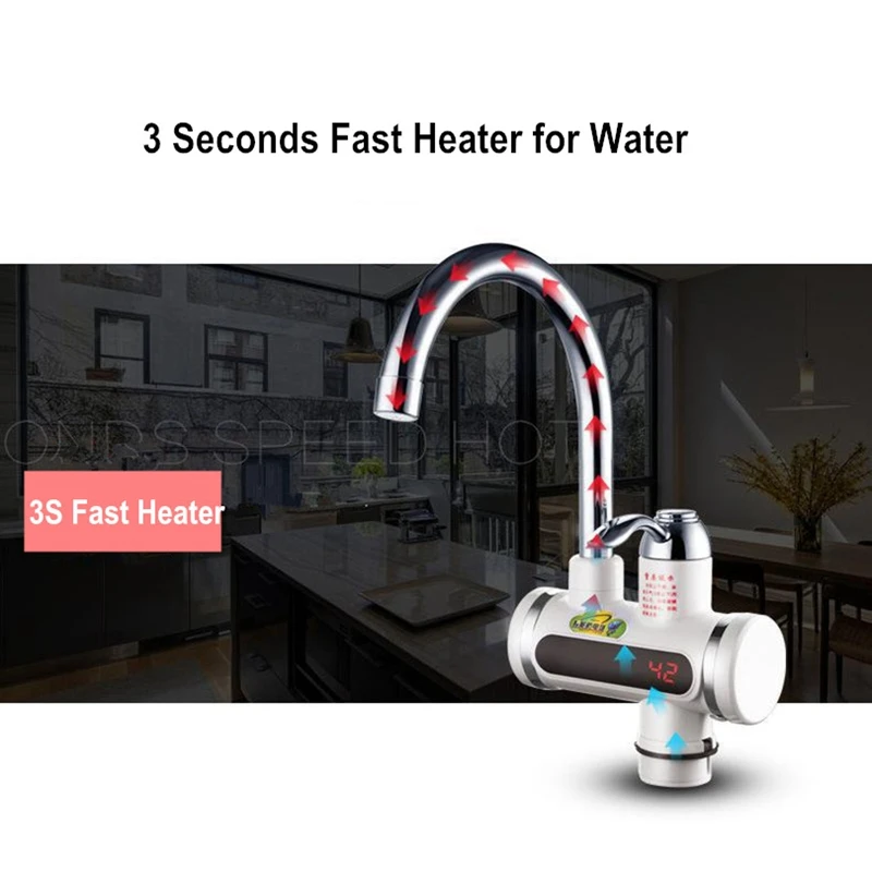  Kitchen Tankless Water Heater 220V 3000W Instant Electric Faucet Hot Water Electric Fast Heater Tap - 4000397852707