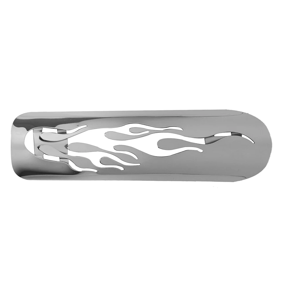 Flame Chrome Exhaust Muffler Pipe  Shield Cover Heel Guard For Cruiser