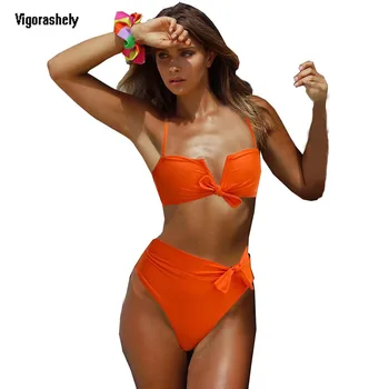 

Vigorashely Sexy Tied Swimwear Women Push UP Bikini 2020 Swimsuit Female High Waist Bikini Set Biquini Bathing Suit Swim Wear