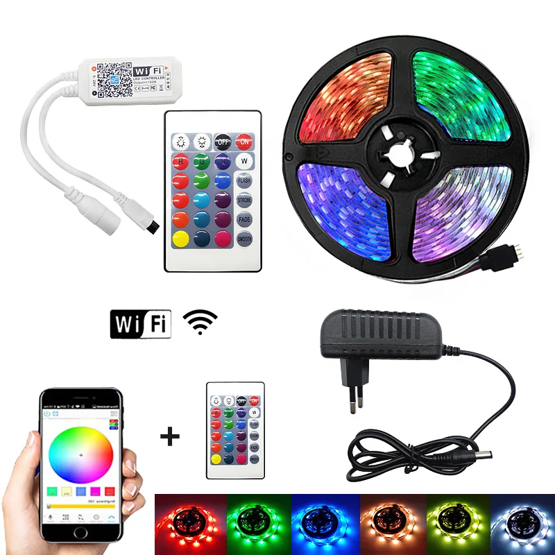 Светодиодная лента SMD5050 15 м 10 5 RGB 60 светодиодов/м 12 в пост. Тока Диодная гибкая