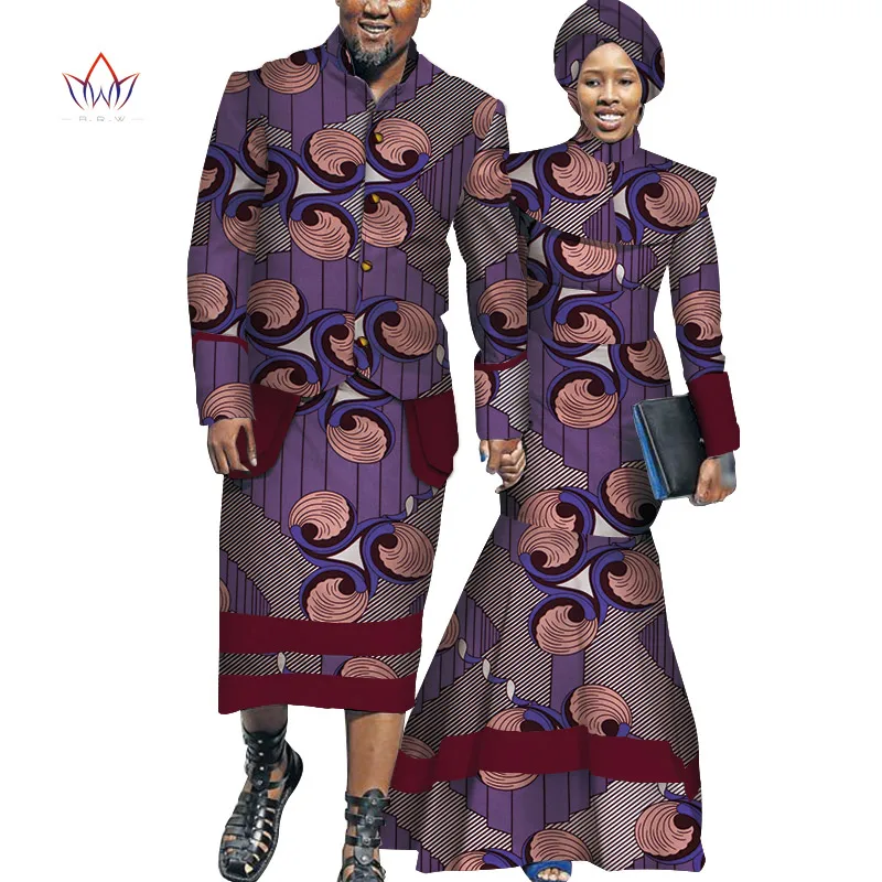 Африканская винтажная парная одежда африканские платья для женщин Базен Riche Длинные вечерние платья африканские мужские пальто и юбки WYQ161 - Цвет: 6