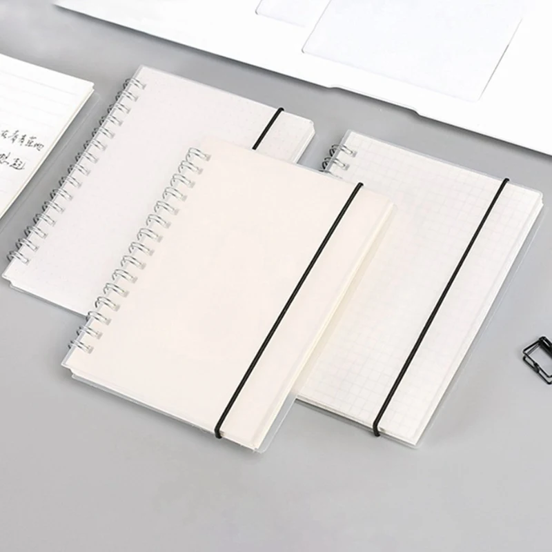 

Simple Transparent PP Cover Notebook Silver Double Coil Ring Spiral Notebook A5 A6 Page Diary Blank Notepad Student Note Book