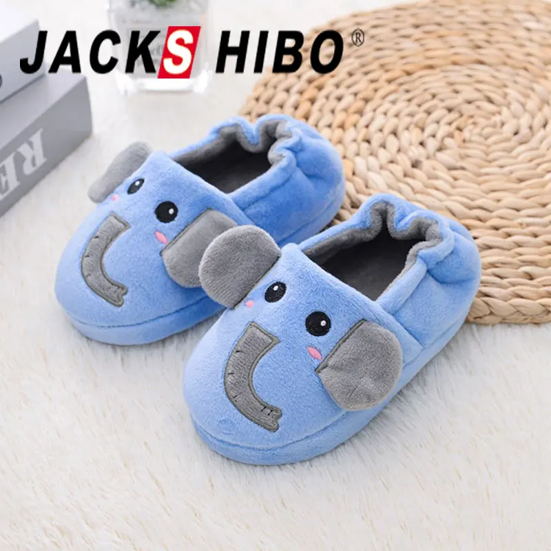

JACKSHIBO Winter Kids Slippers Toddler Girls Animal Cat Flip Flop Plush Parent Slides Baby Boys Indoor Shoes Warm House Children