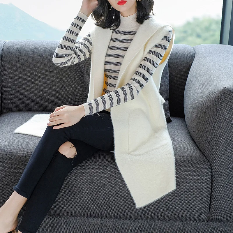 Best Price 2019 Autumn New Style Hooded Cardigan Waistcoat WOMEN'S Dress Mid-length Knitted Shawl Waistcoat Sweater Thick Outdoor Best Price 2019 Autumn New Style Hooded Cardigan Waistcoat WOMEN'S Dress Mid-length Knitted Shawl Waistcoat Sweater Thick Outdoor