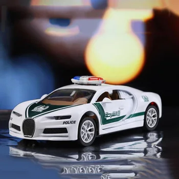 

1/32 Scale Toy Car Dubai Police Bugatti Chiron Metal Alloy Sports Car Diecasts Vehicles Model Toys For Children Kids Collection