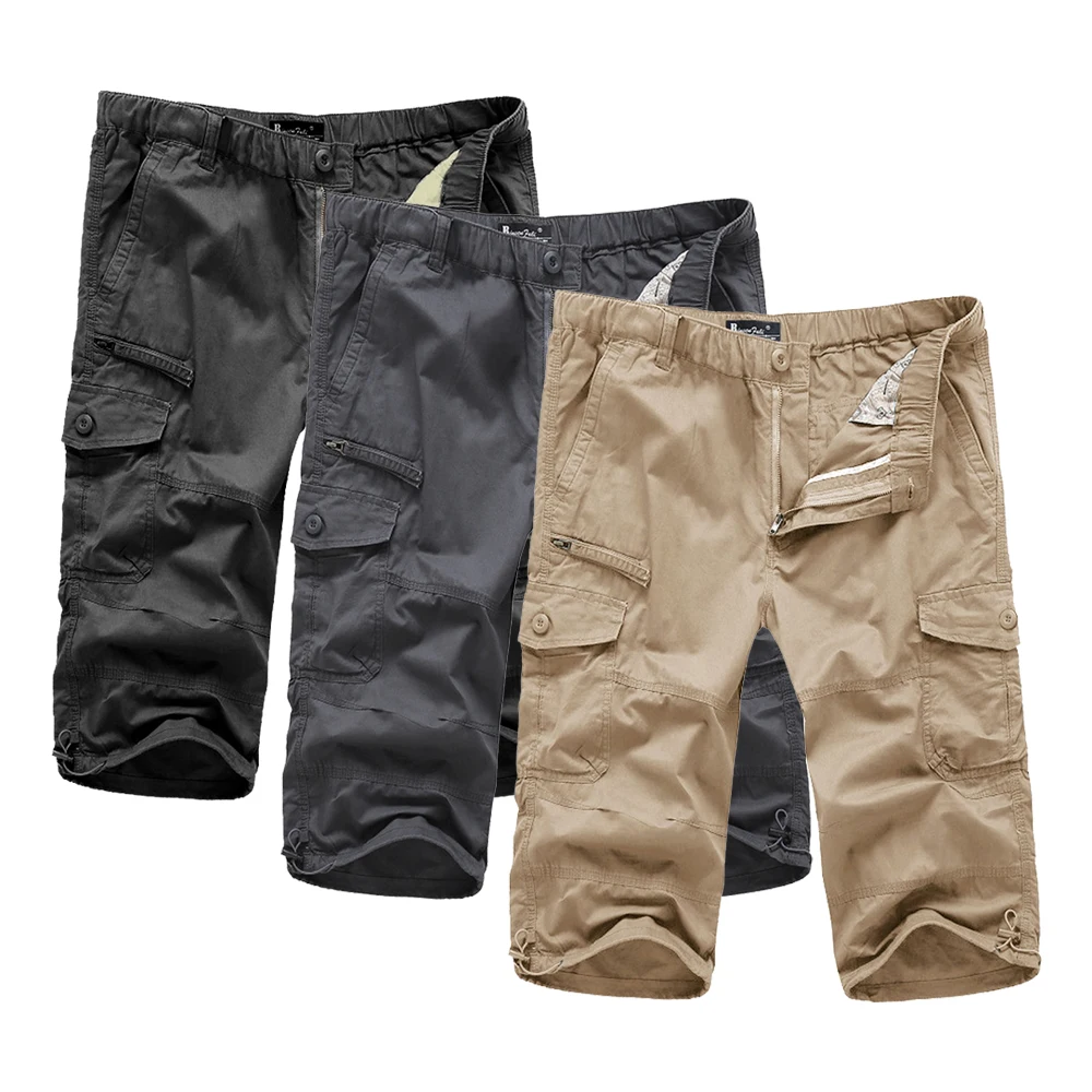 Шорты с эластичным поясом больших размеров для мужчин, чистый хлопок, военные карго, безопасный карман, falda hombre, мужские бермуды, мужские шорты