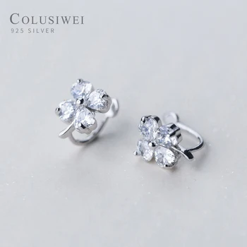 

Colusiwei Lucky Four Leaf Clover Clip Earrings for Women Shining Clear CZ Flower Jewelry Trendy 925 Sterling Silver Jewelry