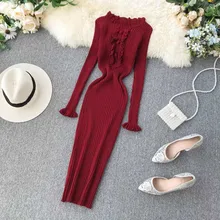 NiceMix otoño invierno cálido mujeres Maxi vestido grueso de manga larga Slash cuello Bodycon vestidos largos de punto Lurex sólido Delgado Sexy(China)