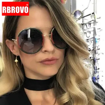 

RBROVO 2019 Round Sunglasses Women Vintage Large Frame Shopping Eyeglasses Men UV400 Street Beat Retro Oculos De Sol Gafas