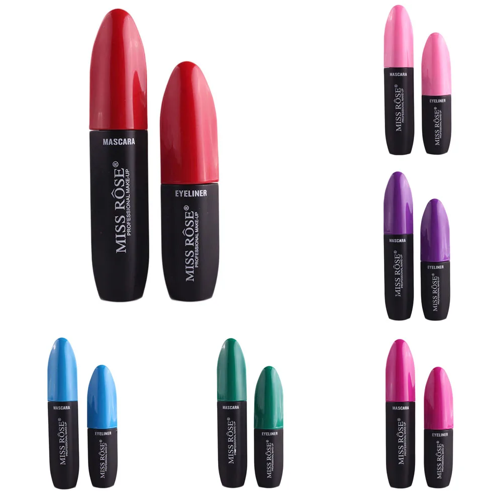 Профессиональный бренд Miss Rose Make Up 1 шт. черная жидкая подводка для глаз+ 1 шт. ресниц Водонепроницаемая 3D тушь для ресниц Макияж набор