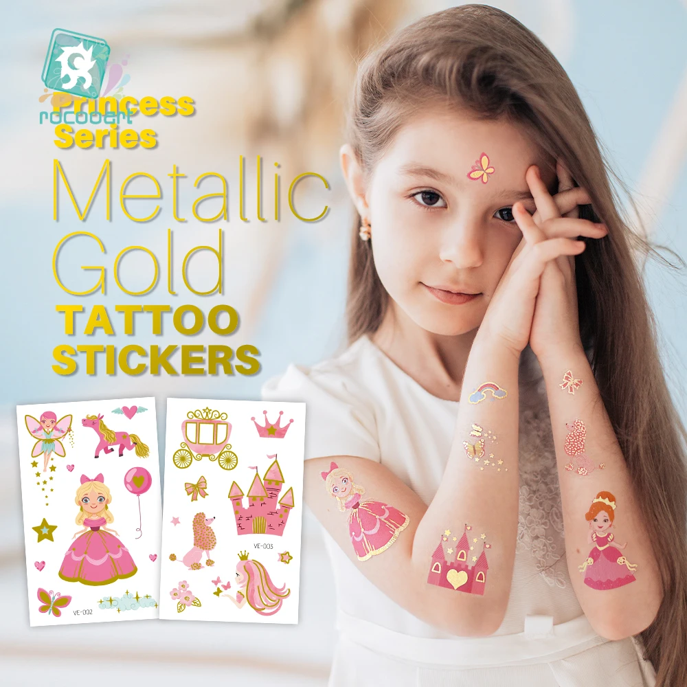 Temporary Tattoos For Kids Girls, Princess Birthday Decorations