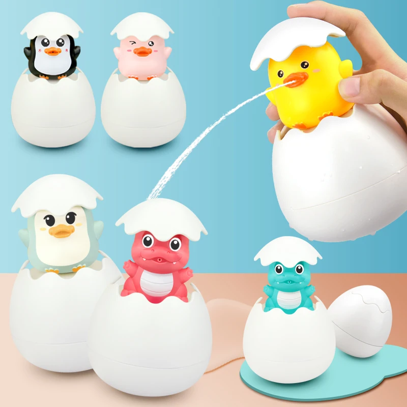 Детские игрушки для ванной милые игрушки животные из мультфильмов утиный Пингвин Яйца динозавра Ванная комната Душ пляж играть вода спрей подарок для детей