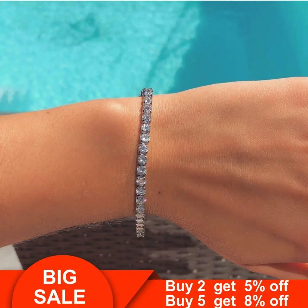 Женский и мужской браслет из серебра 925 пробы вечерние ювелирные изделия фианита