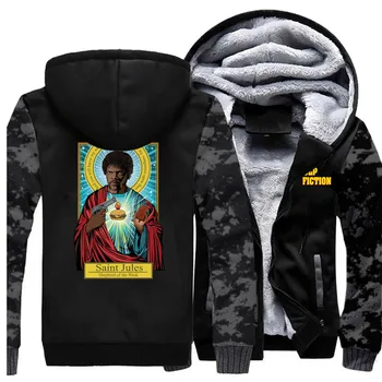 

Fashion Mens Pulp Fiction Tv Show Camo Hoodie Funny Saint Mia Saint Jules Casual Sportswear Autumn Hip Hop Streetwear Men Coat