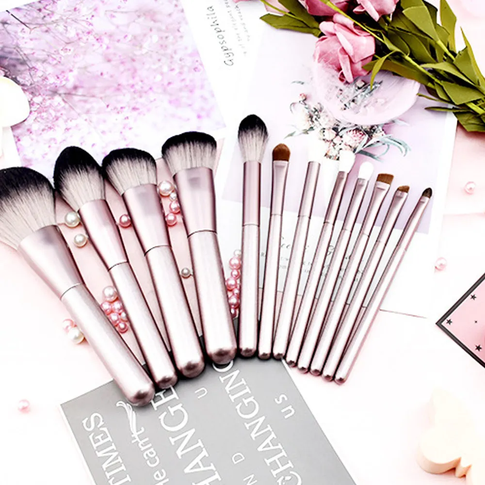 Makeup Brushes Set Professional 12 pcs Eye Shadow Foundation Eyeliner Lip Blusher Smooth Make Up Kit Cosmetic For Woman Gift - Handle Color: OPP bag