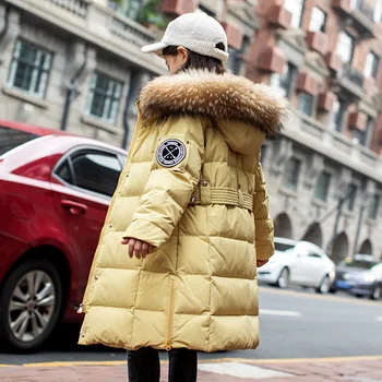 

jacket is natural in the girls' long tong han edition white duck down the new 2020 brim wholesale children's wear coat