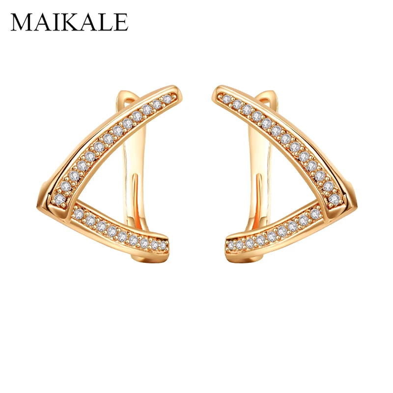 

MAIKALE Irregular Geometric Stud Earrings with AAA Cubic Zirconia Turning Earring Zircon Earrings for Women New Fashion Jewelry